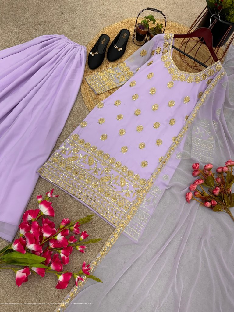 Faux Georgette and Heavy Net With Heavy Embroidery WorkWith Digital Print Work Full Sleeve Gown