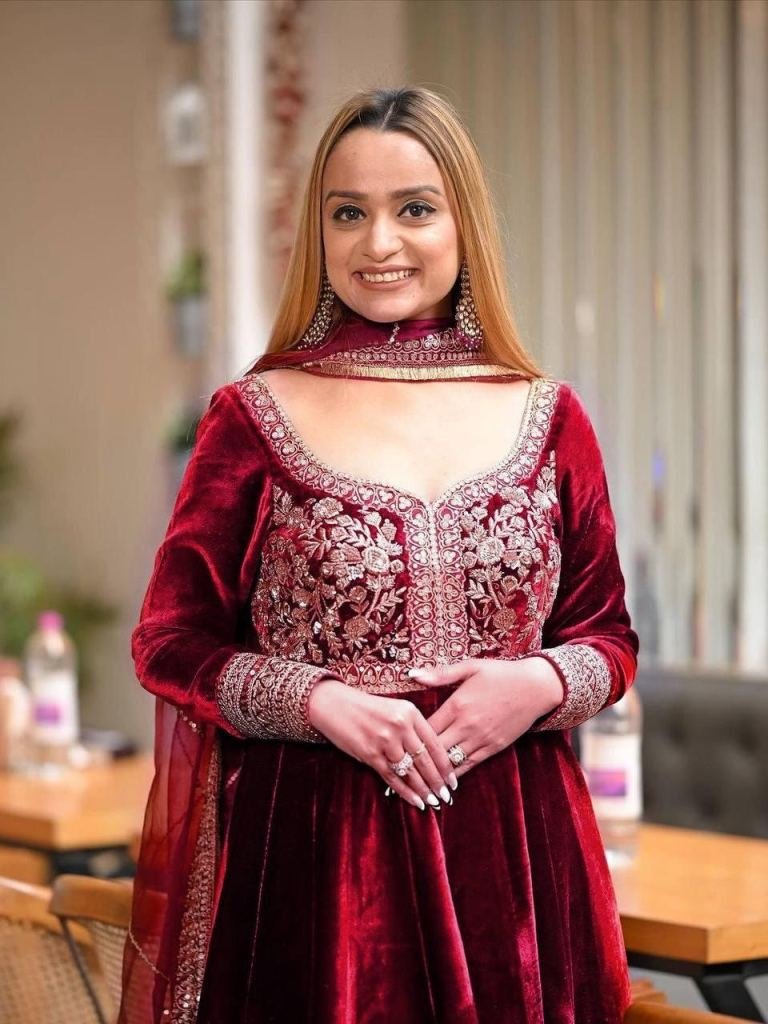 Maroon Festival Wear Sequence Velvet Palazzo Suits