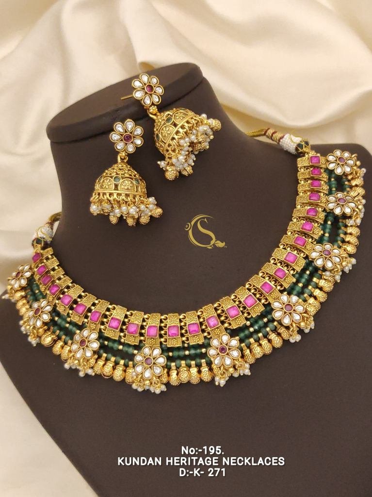 Multi Color Kundan Heritage Necklace necklace