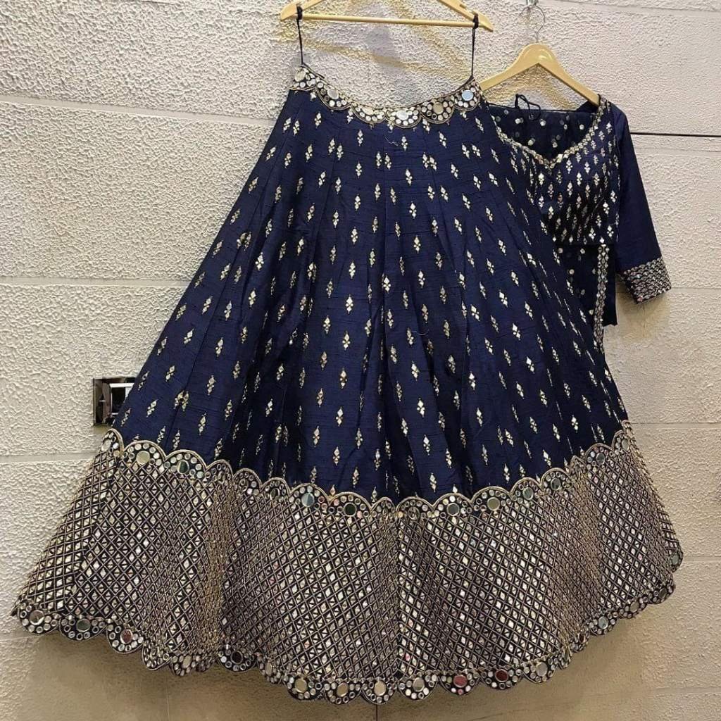Gopi Navy Blue Vichitra Silk Embroidery Sequins Thread Work Lehenga Choli main image 0