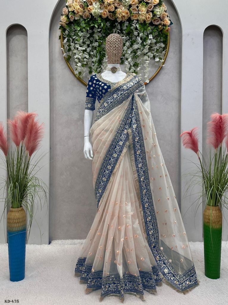 New Party wear Heavy Tissue Silk Saree With matching blouse by fab