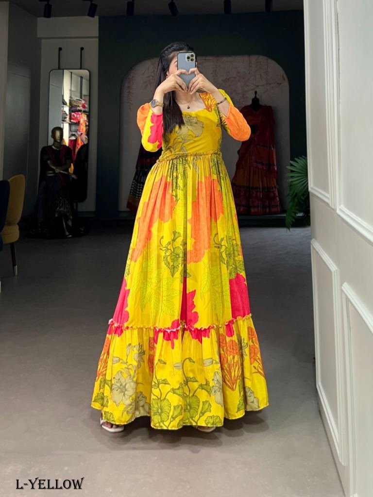 Floral print long gowns hot sale
