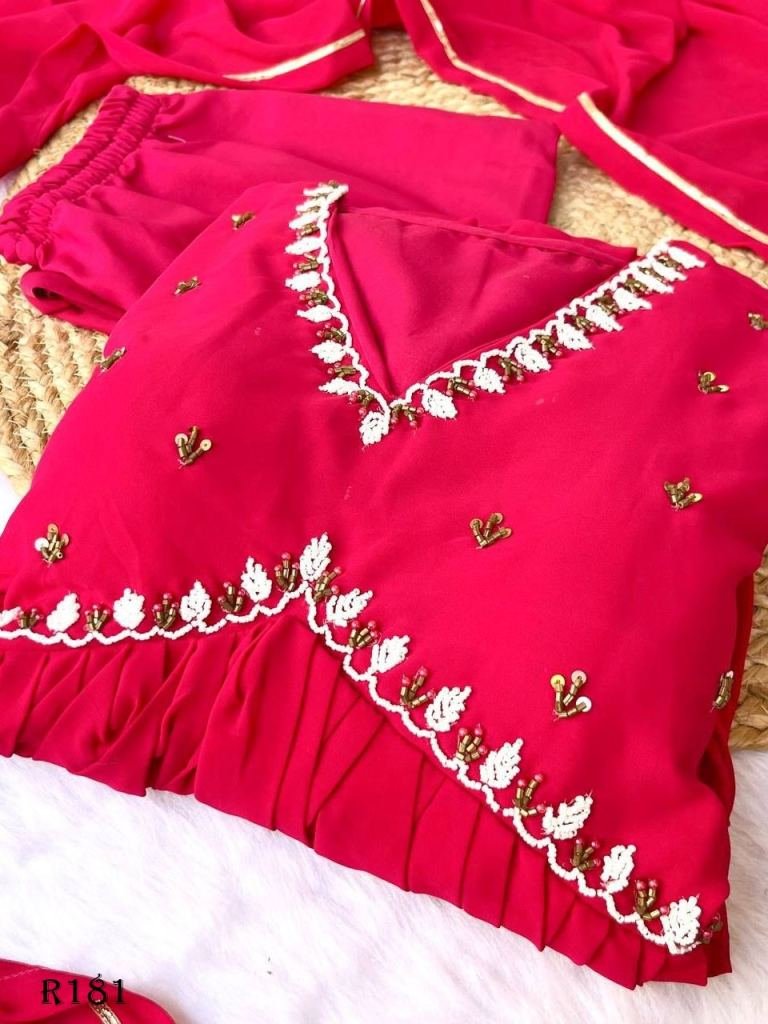 Rani Party Wear Alia Cut Georgette Kurtis With Dupatta And Pant