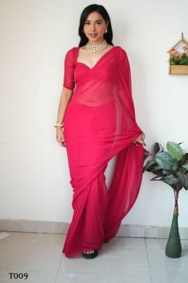 New Designer Ready To Wear Rani Pink Saree