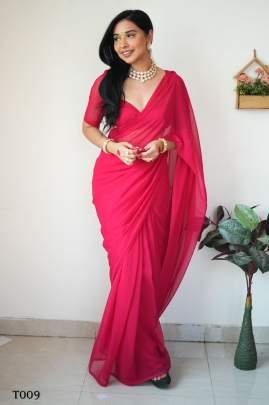 New Designer Ready To Wear Rani Pink Saree