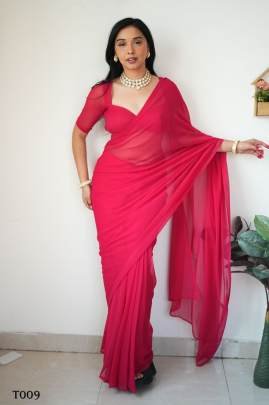 New Designer Ready To Wear Rani Pink Saree