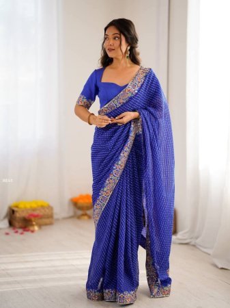   Traditional Badhani Print Faux Georgette Saree