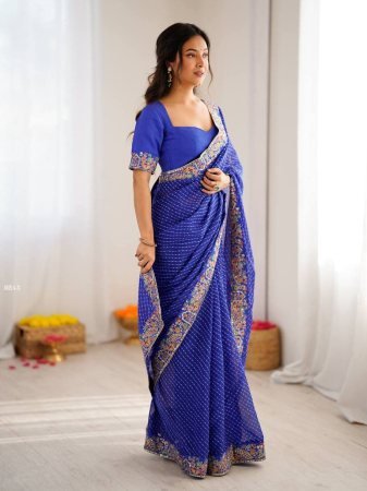 Traditional Badhani Print Faux Georgette Saree