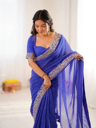 Traditional Badhani Print Faux Georgette Saree