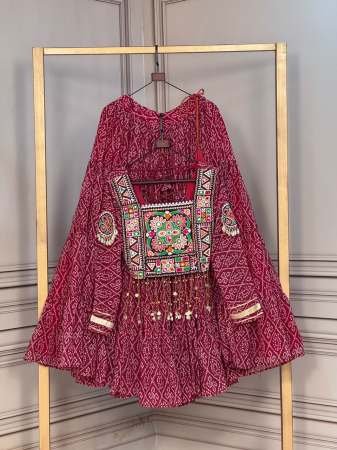 12 Mtr Maroon Colour Navratri Lehenga