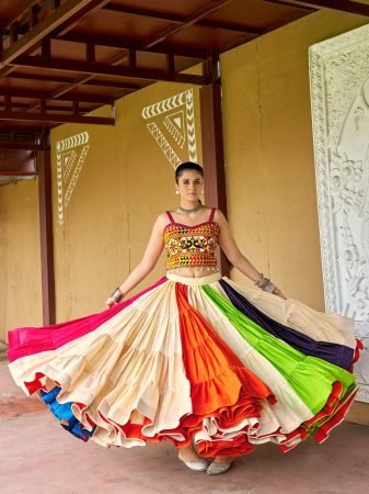 25 Meter Flair Multicolor Lehenga With Kutchi Embroidery Blouse