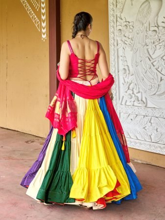25 Meter Flair Multicolor Lehenga With Kutchi Embroidery Blouse