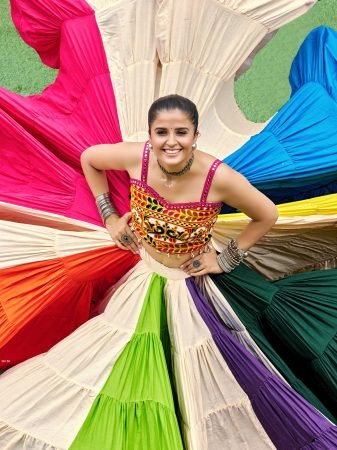 25 Meter Flair Multicolor Lehenga With Kutchi Embroidery Blouse
