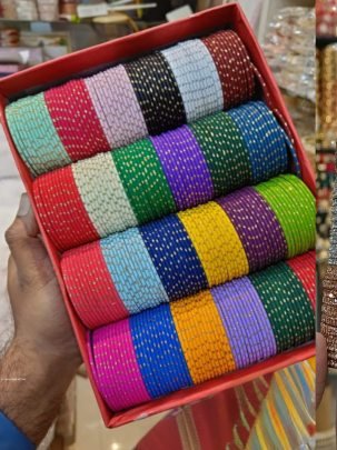 27 Color Metal Zari Finish Bangles Set 