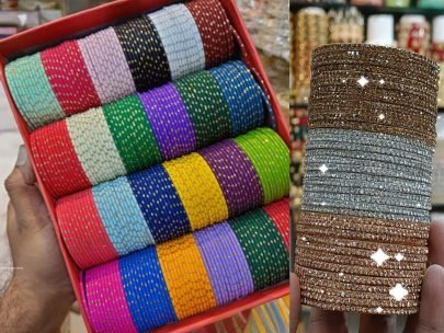 27 Color Metal Zari Finish Bangles Set