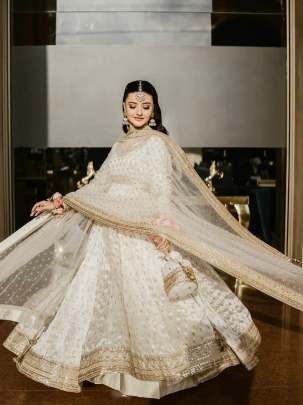 3 Meter Flair Heavy Pure Chinon Silk Gown With Embroidery Work