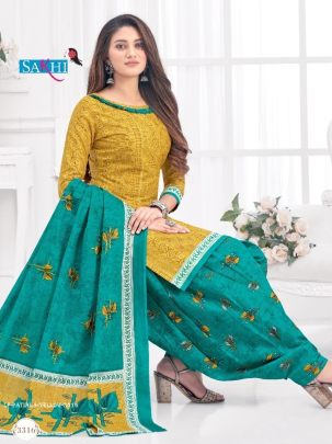 3316 Yellow Pure Cotton Readymade Printed Patiala Suits