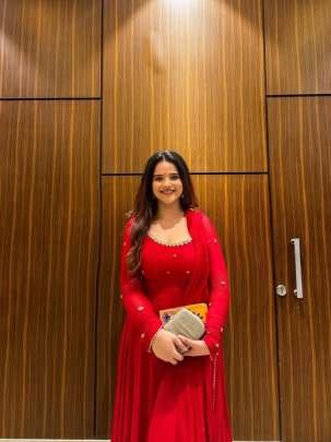 4 Meter Flair Handwork Red Anarkali Kurti With Fox Georgette Dupatta