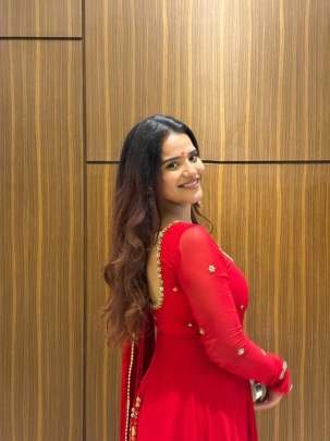 4 Meter Flair Handwork Red Anarkali Kurti With Fox Georgette Dupatta