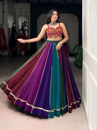 8 Meter Flair Gamthi Work Multi Colour Lehenga With Blouse