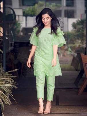 Designer Pearl Kurti with designer cutout culottes Glamours  Pants