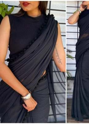 ELINA  Dark gray saree