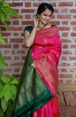 Fancy Elegant Pink Silk Saree By Fab Funda