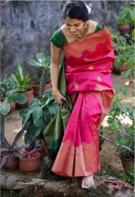 Fancy Elegant Pink Silk Saree By Fab Funda