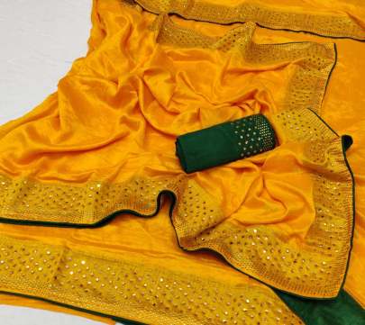 Fab Funda Yellow Color Kashmiri silk Sarees
