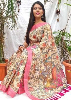 Gitanjali KALAMKARI Pure Linen Blend Saree