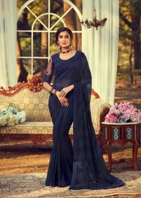 Heavy Chiffon Blue Saree