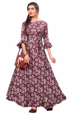 Long Ethnic Purple Gown