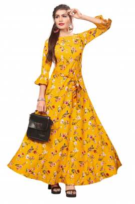 Long Ethnic Yellow Gown