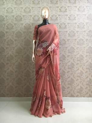 Party Wear Pure Georgette And Digital Print Sarees