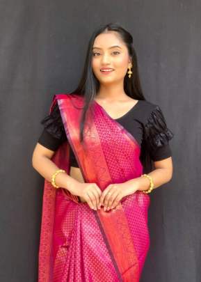 Pihu pink Kanjeevaram saree