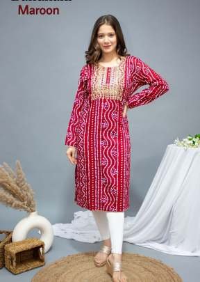 Rashika Bandhej  Side Cut Kurti 