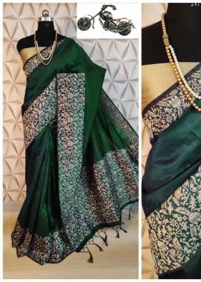 SNAKE  GREEN ROW SILK WEAVING SAREE
