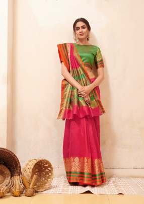 Orange Handloom Tulip Silk Saree From Fab Funda