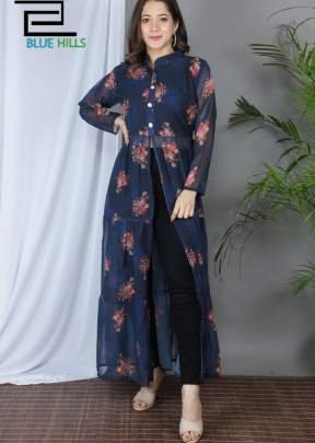 Zia Blue Party Wear Long Flair Gown