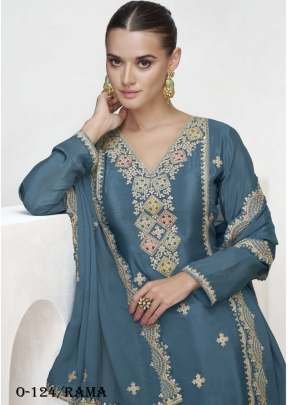 Aashirwad Creation Chinon Silk Rama Palazzo Set