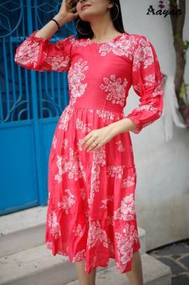 Aayaa vol 16 Pure Muslin Digital Print Western One Piece Dress