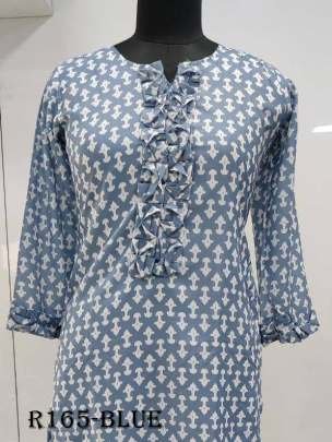 AAYAA Vol 7 Blue Digital Printed Pure Muslin Silk Kurtis Set