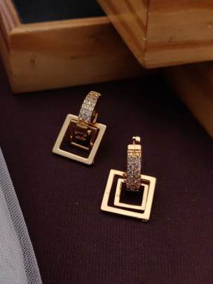 AD Heart Shape Gold Plated Diamond Earring
