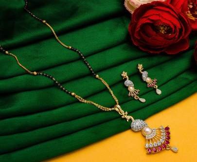 AD Pink Peacock Design Mangalsutra