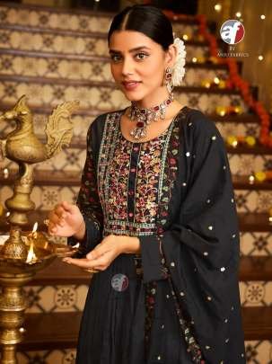 AF by Viscose Black Kurti Palazzo and Dupatta