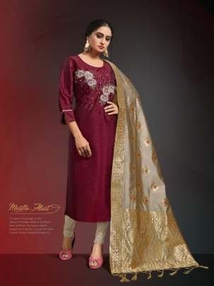 Alishka Fashion Brand Occasion Vol 3 Designer Silk Kurtis With Banarasi Dupatta