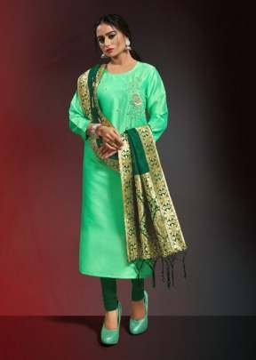 Alishka Fashion Brand Occasion Vol 3 Designer Silk Kurtis With Banarasi Dupatta