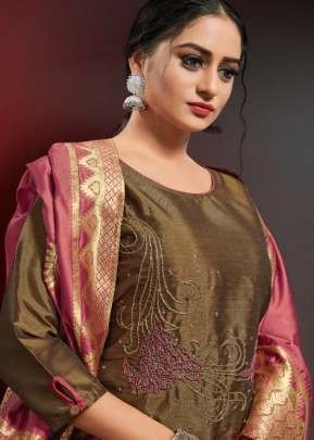 Alishka Fashion Brand Occasion Vol 3 Designer Silk Kurtis With Banarasi Dupatta