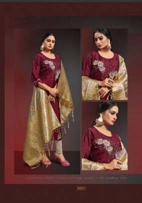 Alishka Fashion Brand Occasion Vol 3 Designer Silk Kurtis With Banarasi Dupatta