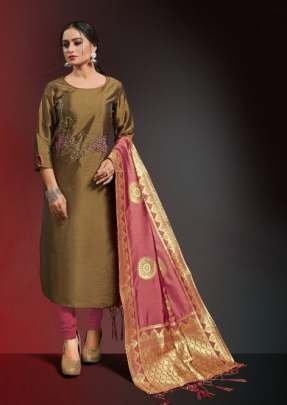 Alishka Fashion Brand Occasion Vol 3 Designer Silk Kurtis With Banarasi Dupatta